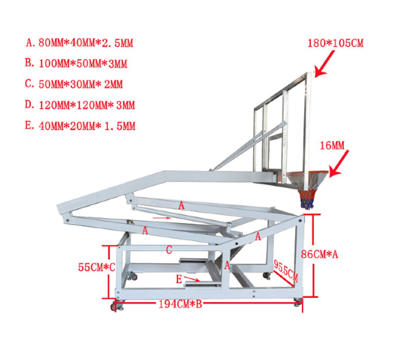 Мобильная баскетбольная стойка клубного уровня STAND72G